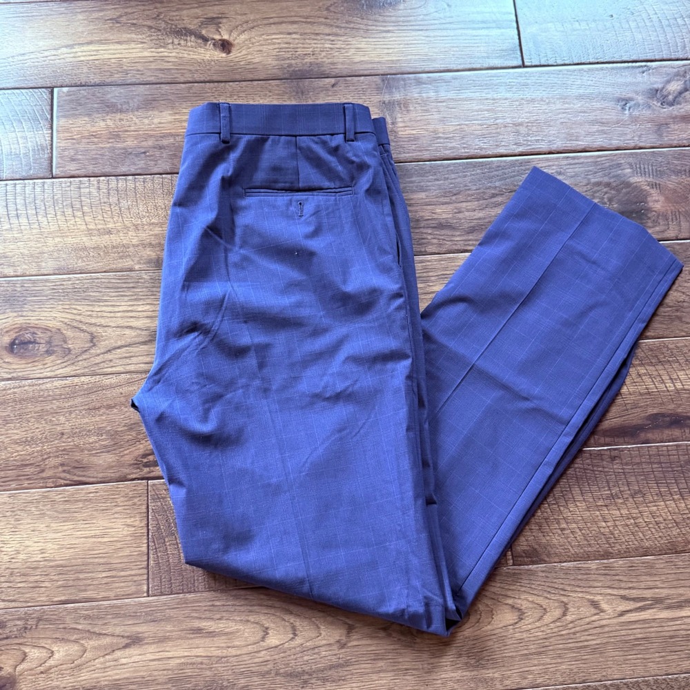 Tommy Hilfiger Mens Blue Glen Plaid Wool Blend Dress Pants 38W x 34L RN90736